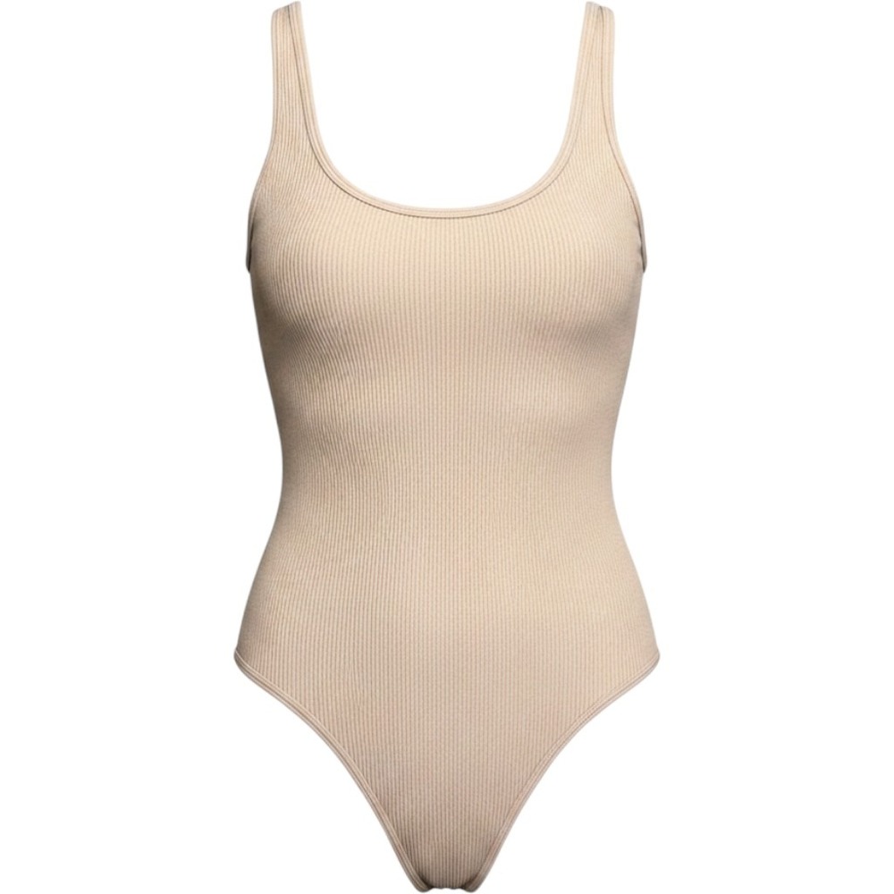 Womens Ribbed Knit Scoop Neck Bodysuit Sleeveless